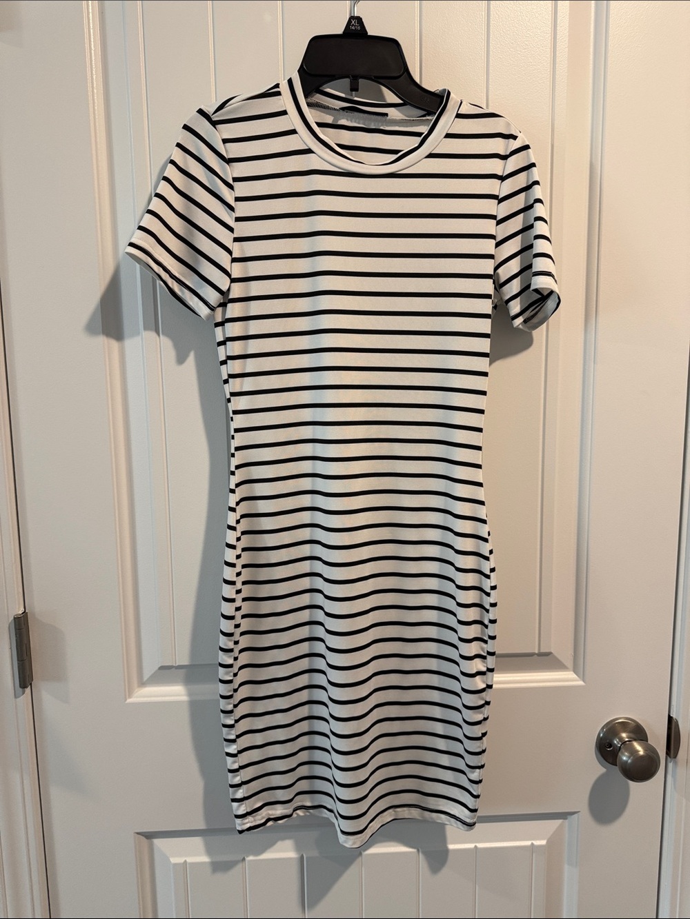 Black and White Striped Midi Dress